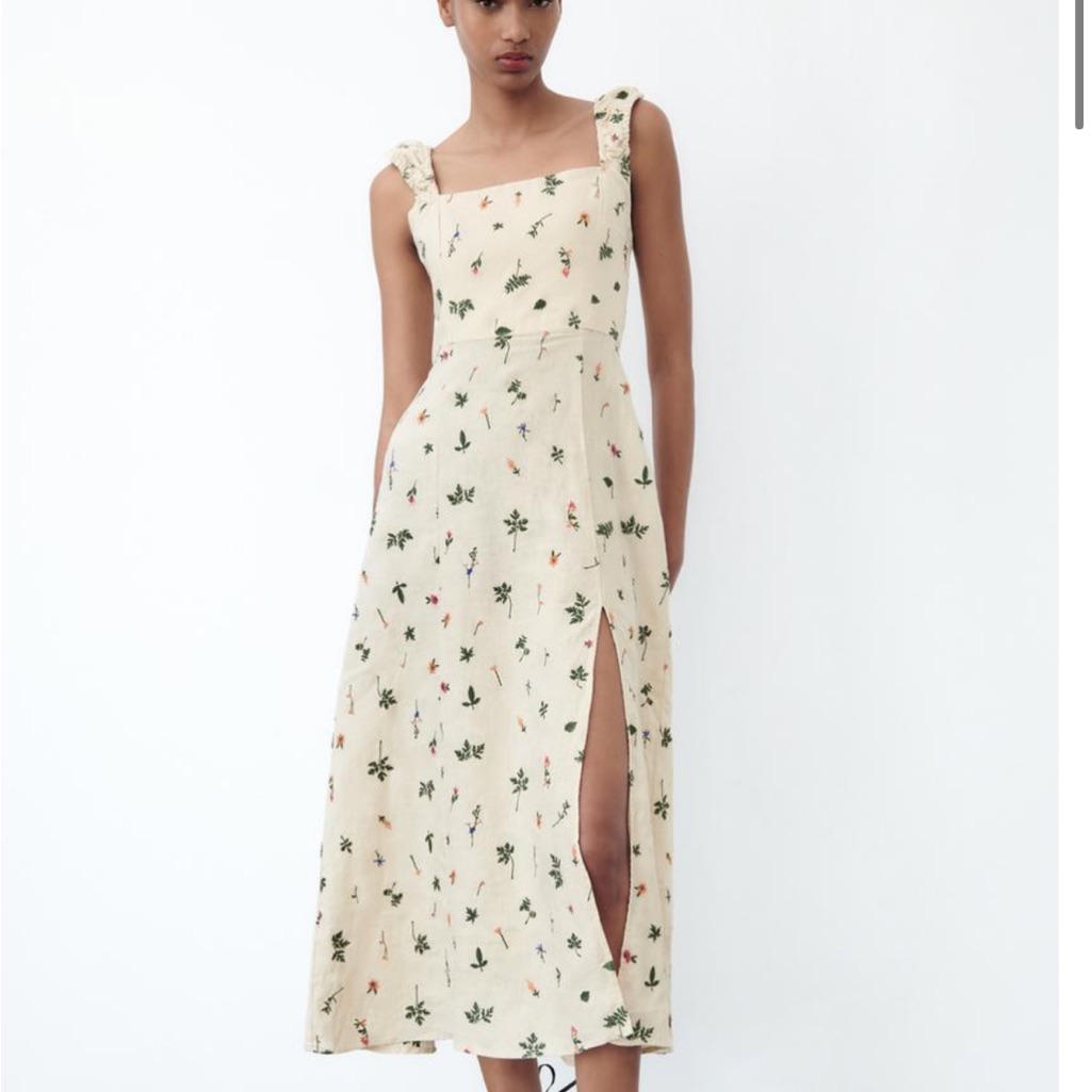Zara Embroidered Linen Dress